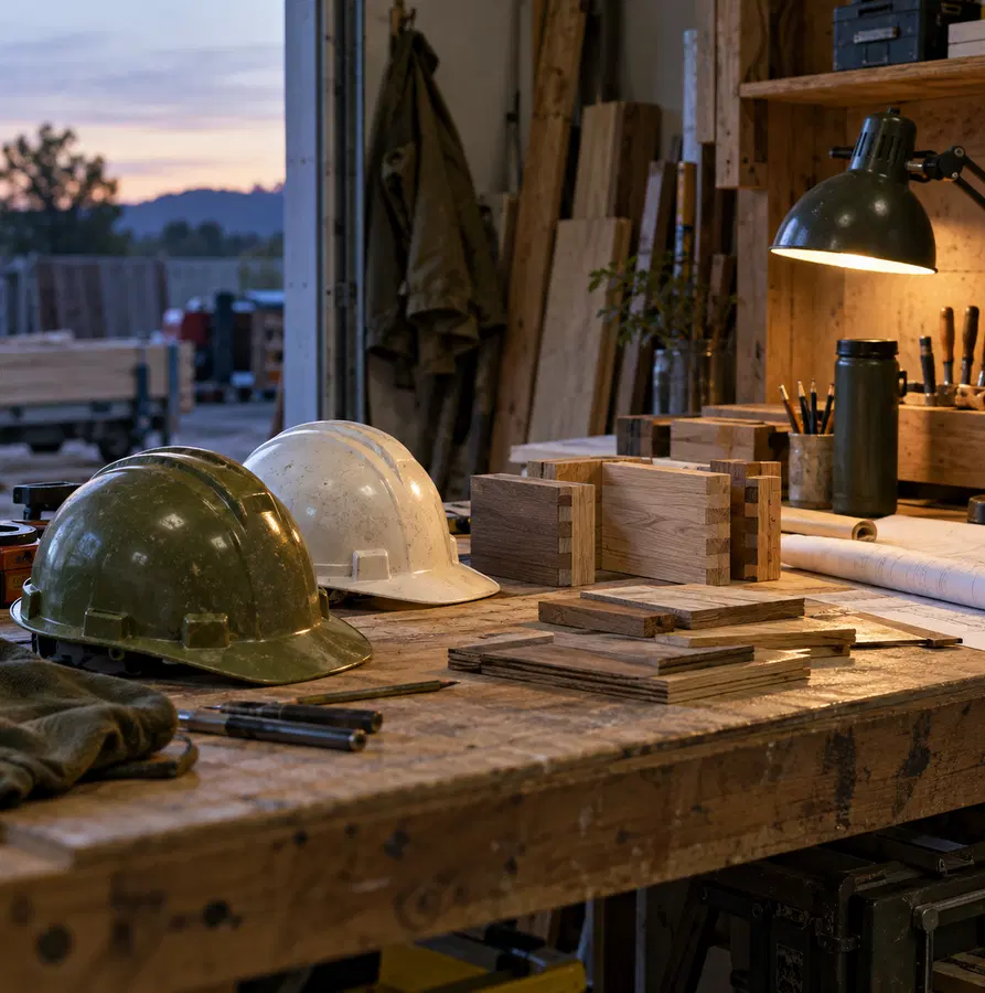 Illustration of construction businesses equipment and workspace